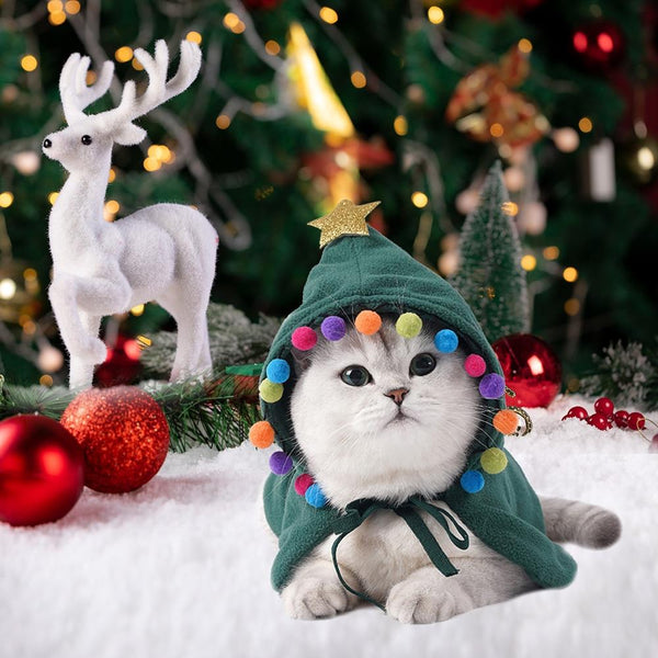 Christmas & Halloween Cat Cape – Soft Fleece Pet Cloak