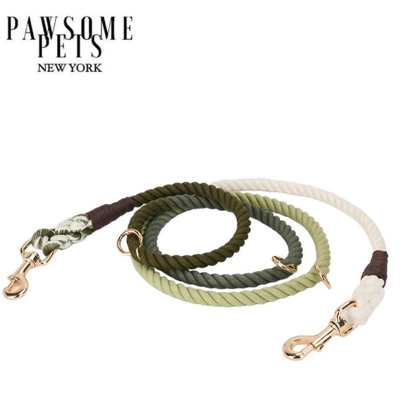 HANDS FREE DOG ROPE LEASH - OMBRE DARK OLIVE GREEN